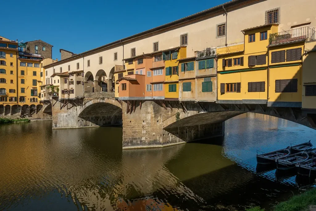Rome, Florence, and Venice itinerary route for 10 days in Italy. Florence's Ponte Vecchio depicted.