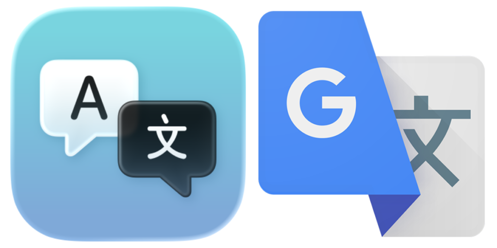 Icons for the Apple Translate and Google Translate apps